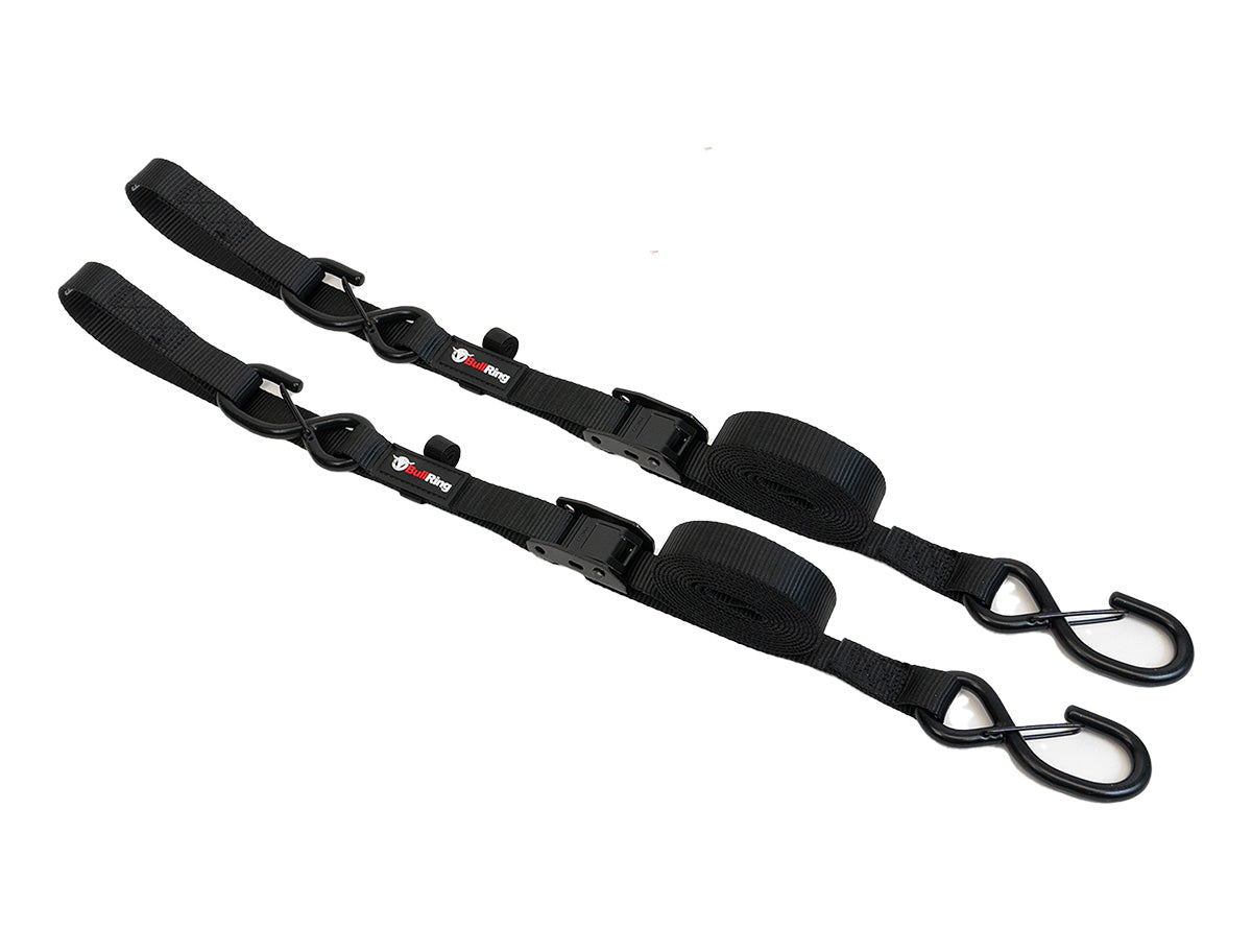 1 Inch x 8' Cam-Lock Tie Down with Soft-Tie 2 Pack Bullring SpeedStrap