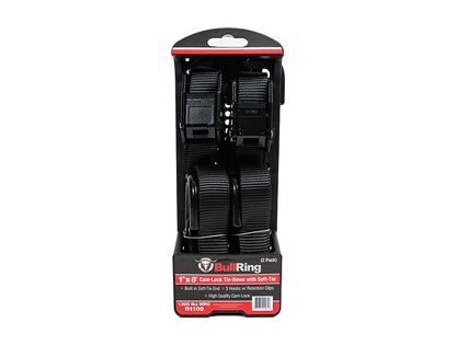 1 Inch x 8' Cam-Lock Tie Down with Soft-Tie 2 Pack Bullring SpeedStrap-1