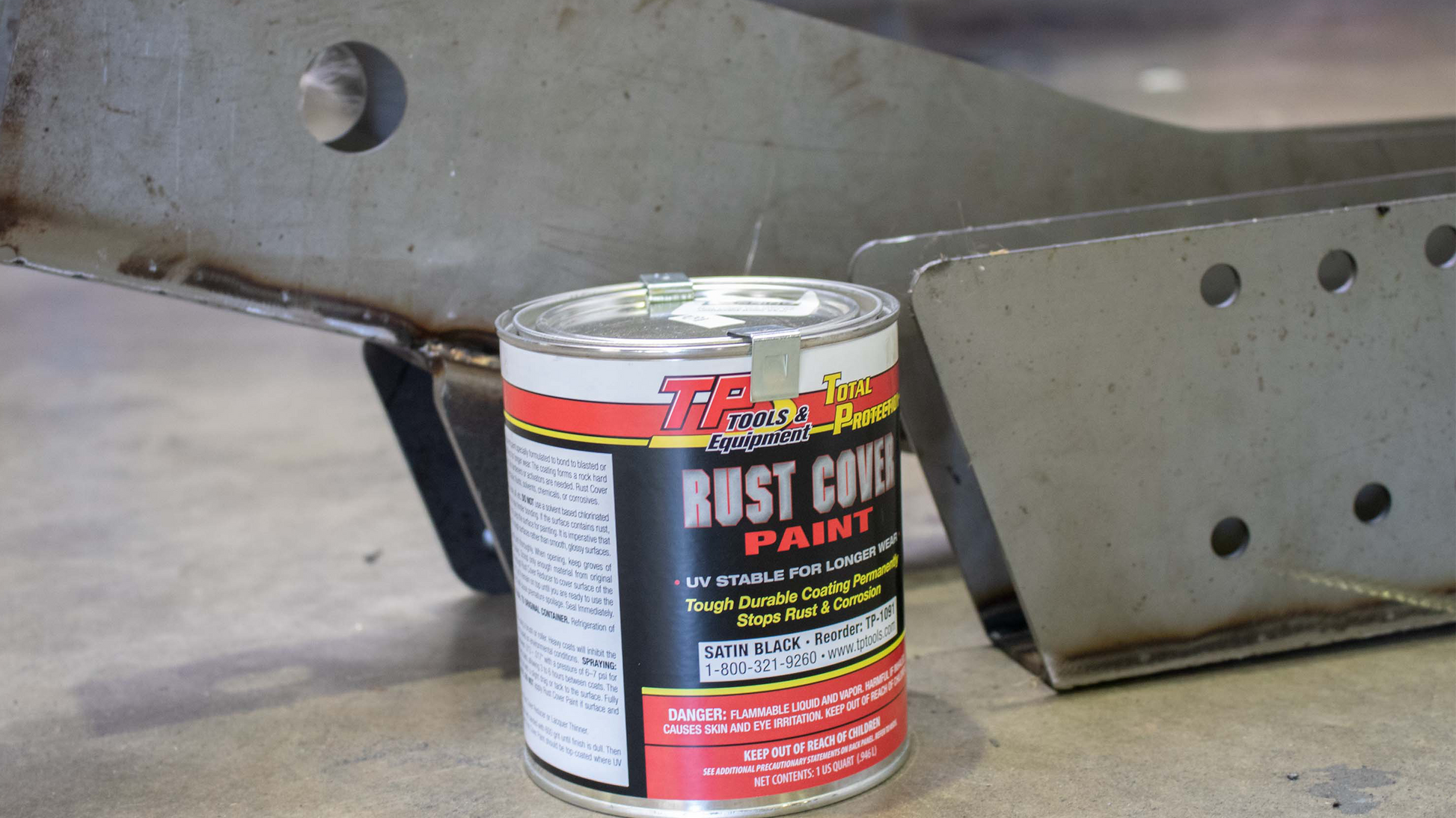Total Protection Cover Paint 1 US Quart - Satin Black Rust Buster Frameworks-1