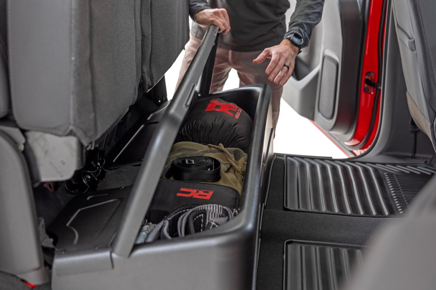 Under Seat Storage with Locking Lid Crew Cab Silverado/Sierra 1500/2500HD/3500HD (19-26) Rough Country-4