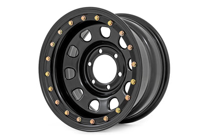 Steel Simulated Beadlock Wheel Black 15x8 5x4.5 3.30 Bore -19 Rough Country
