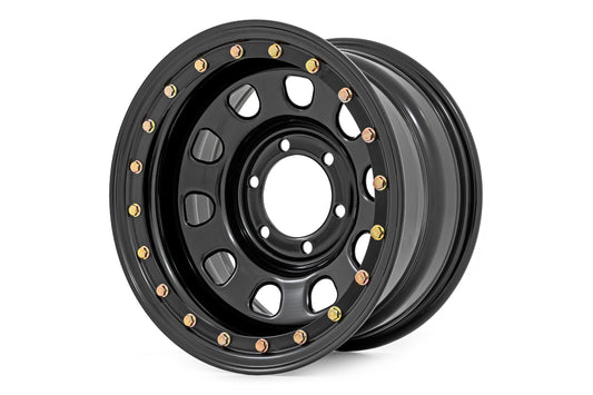 Steel Simulated Beadlock Wheel Black 15x8 5x4.5 3.30 Bore -19 Rough Country