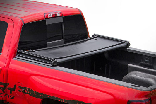 Soft Tri-Fold Bed Cover 07-13 Silverado/Sierra 1500 5 Foot 5 Inch Bed w/o Cargo Mgmt Rough Country-1