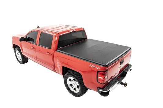 Soft Tri-Fold Bed Cover 14-18 Silverado/Sierra 1500 6 Foot 5 Inch Bed w/o Cargo Mgmt Rough Country-1