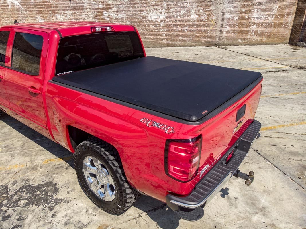 Soft Tri-Fold Bed Cover 14-18 Silverado/Sierra 1500 6 Foot 5 Inch Bed w/o Cargo Mgmt Rough Country-2