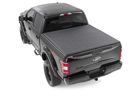Ford Soft Tri-Fold Bed Cover 15-20 F-150-6 Foot 5 Inch Bed w/o Cargo Mgmt Rough Country-1