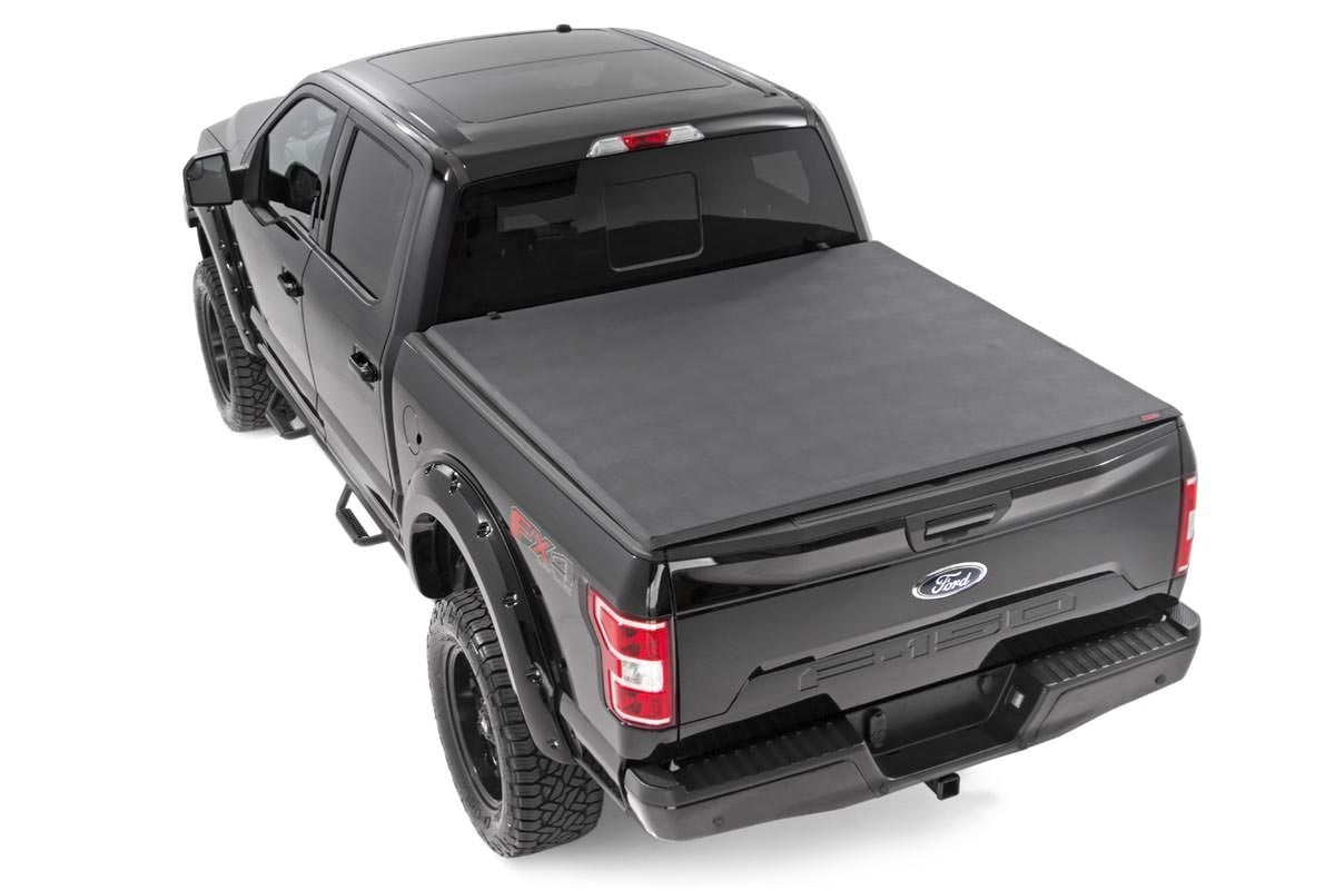 Ford Soft Tri-Fold Bed Cover 15-20 F-150-6 Foot 5 Inch Bed w/o Cargo Mgmt Rough Country-1