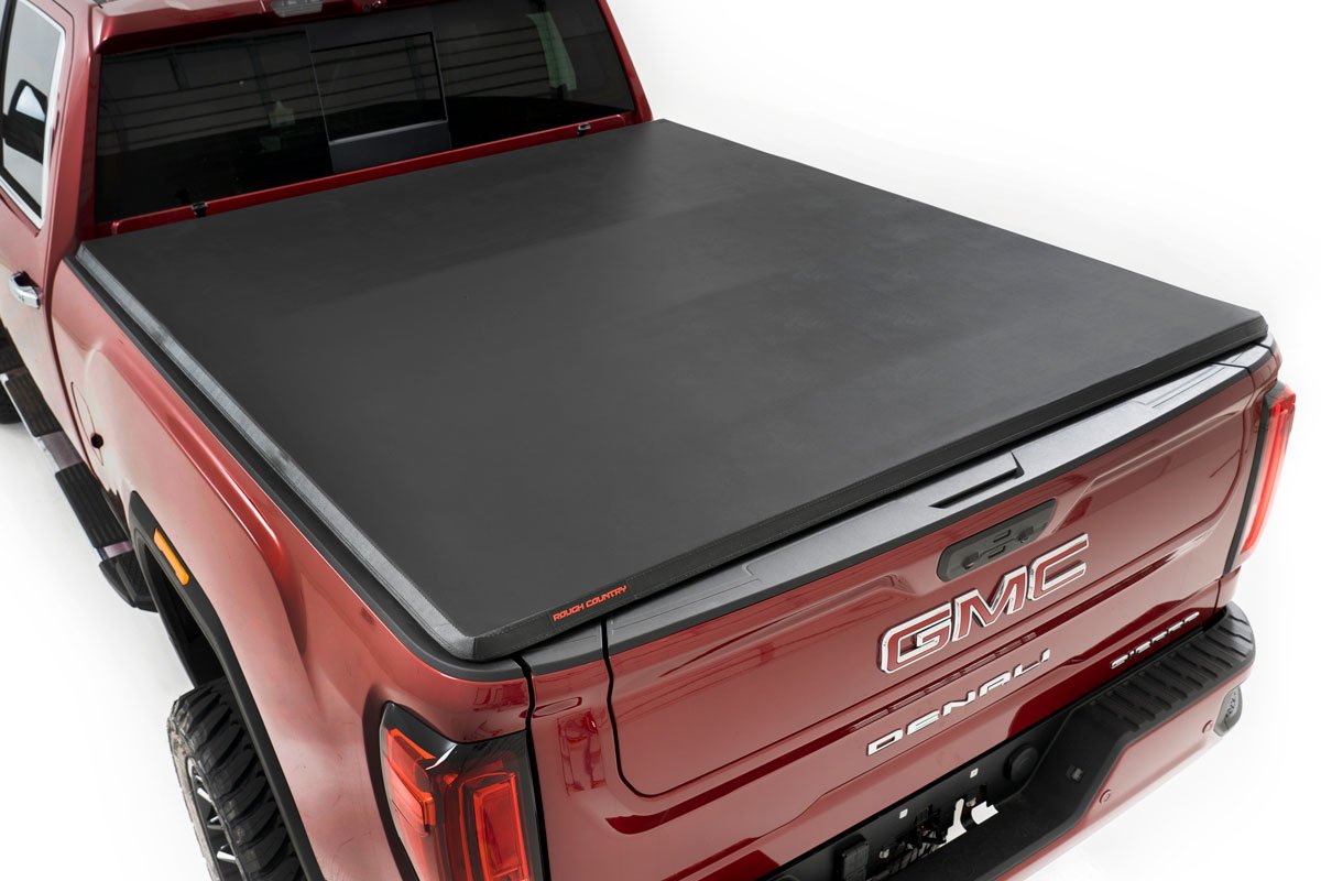Rough Country Soft Tri-Fold Bed Cover 20 Silverado/Sierra 2500HD/3500HD 6 Foot 9 Inch Bed Rough Country