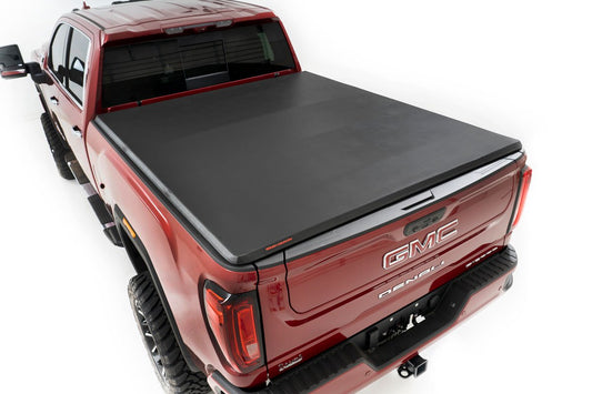 Soft Tri-Fold Bed Cover 20 Silverado/Sierra 2500HD/3500HD 6 Foot 9 Inch Bed Rough Country-1