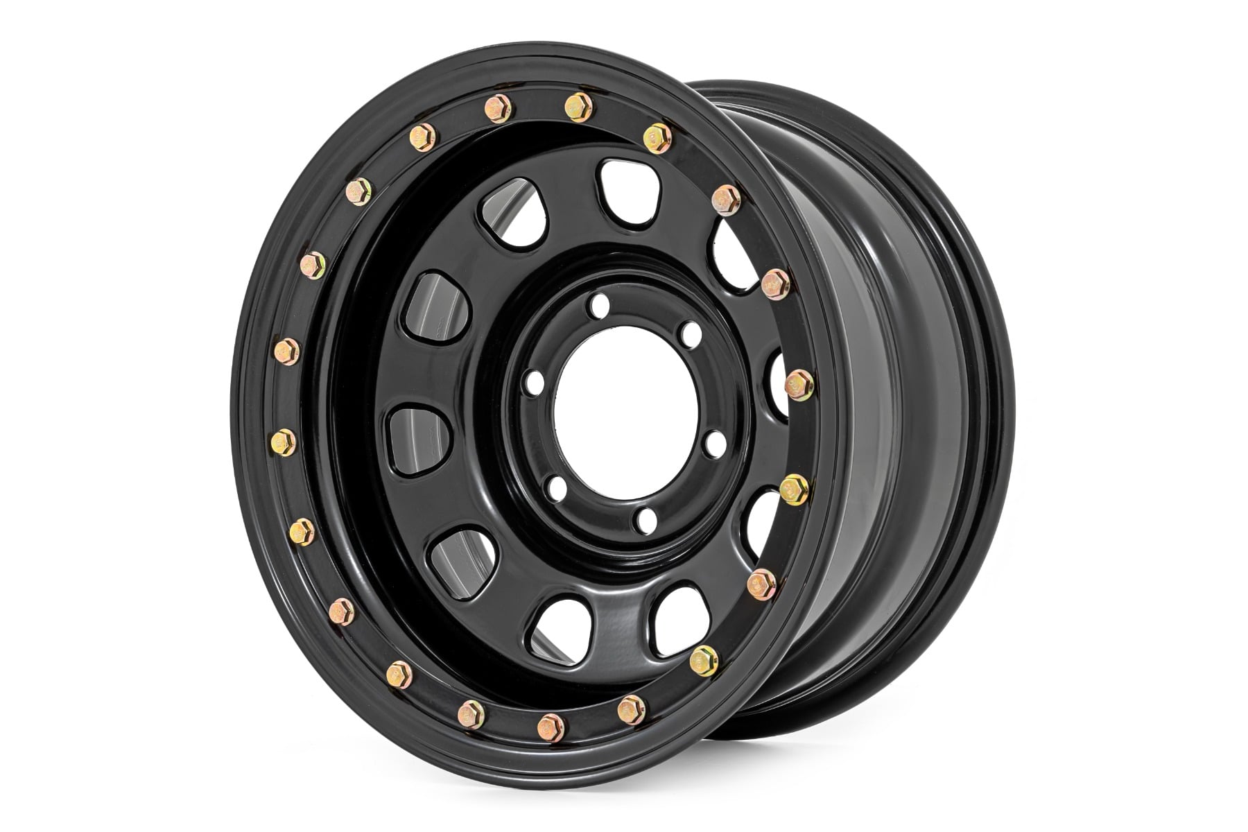 Steel Simulated Bead Lock Wheel Black 16x8 6x5.5 4.25 Bore -12 Rough Country