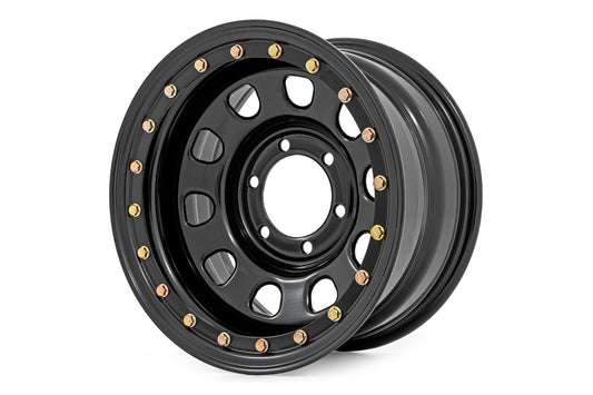 Steel Simulated Bead Lock Wheel Black 16x8 6x5.5 4.25 Bore -12 Rough Country