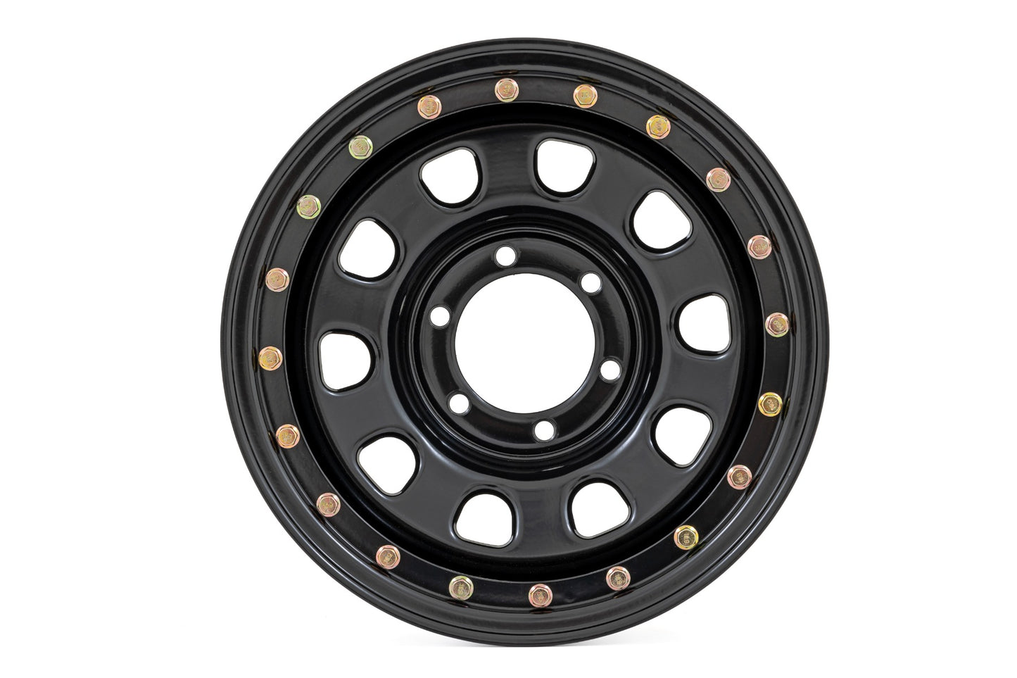 Steel Simulated Bead Lock Wheel Black 16x8 6x5.5 4.25 Bore -12 Rough Country-1