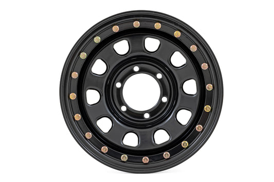 Steel Simulated Bead Lock Wheel Black 16x8 6x5.5 4.25 Bore -12 Rough Country-1