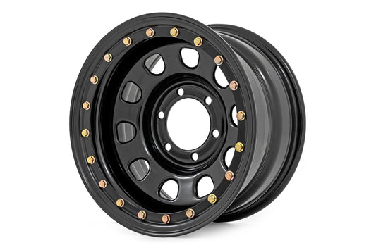 Steel Simulated Bead Lock Wheel Black 17x9 6x5.5 4.25 Bore -12 Rough Country