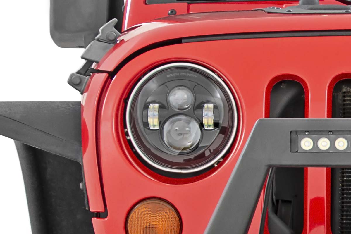 Rough Country Jeep 7 Inch LED Projection Headlights Wrangler TJ, JK Rough Country