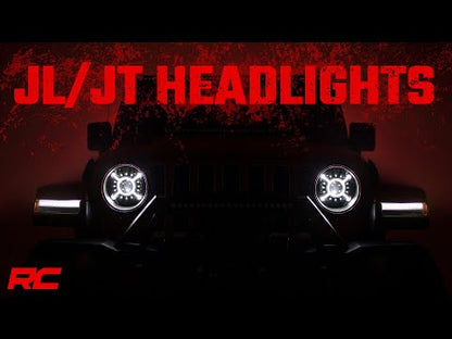 Jeep 9-Inch LED Projection Headlights 18-20 Wrangler JL/JLU, 20-Present Gladiator JT Rough Country-1