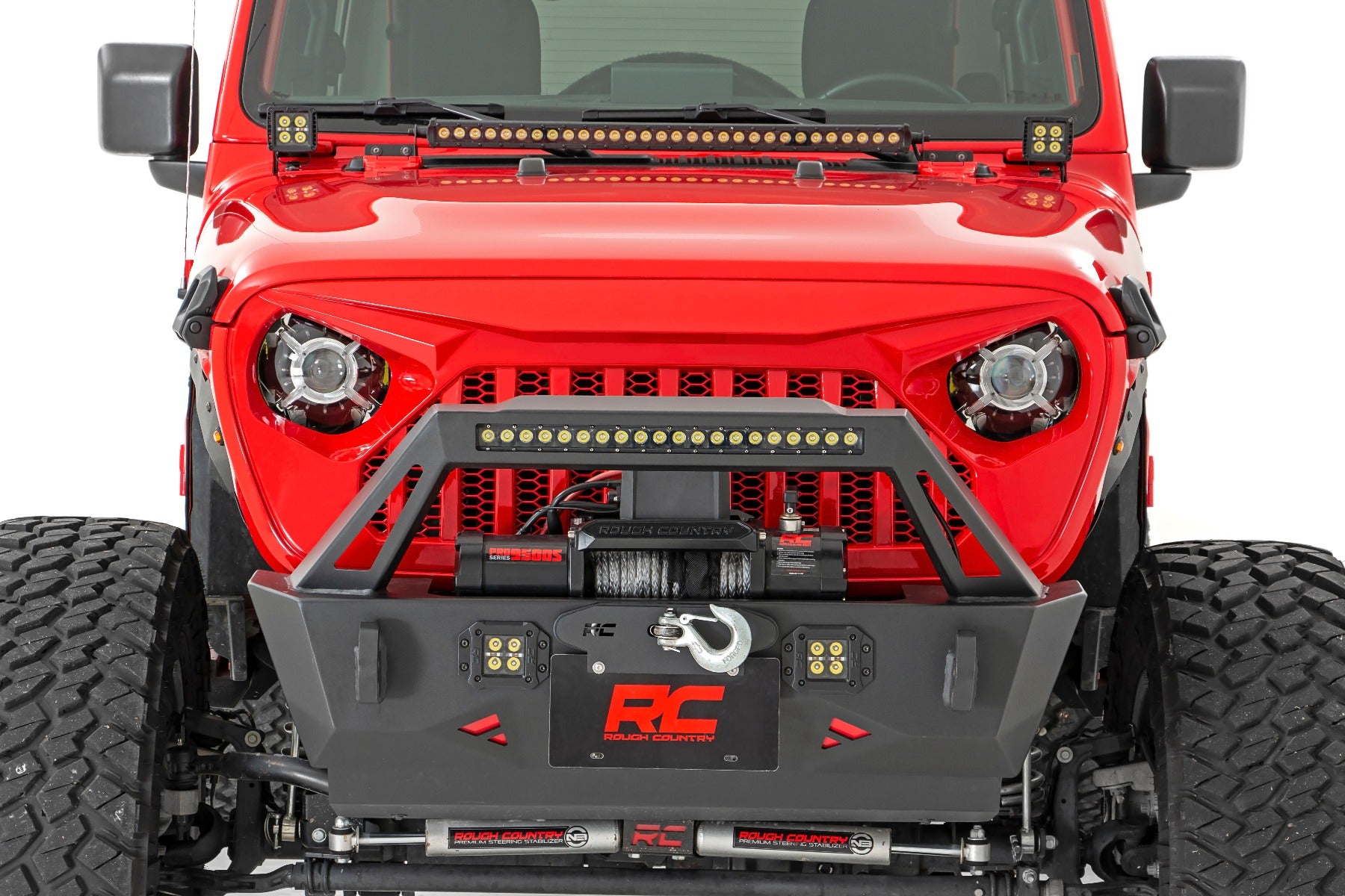 Jeep 9-Inch LED Projection Headlights 18-20 Wrangler JL/JLU, 20-Present Gladiator JT Rough Country-3