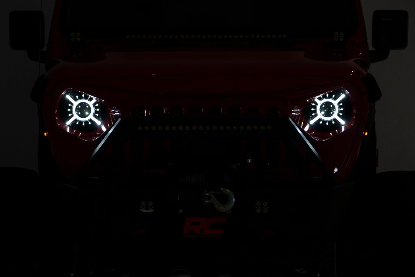 Jeep 9-Inch LED Projection Headlights 18-20 Wrangler JL/JLU, 20-Present Gladiator JT Rough Country-4