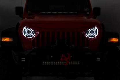 Jeep 9-Inch DRL Halo LED Headlights Jeep Wrangler JL/JLU, Gladiator JT Rough Country-4