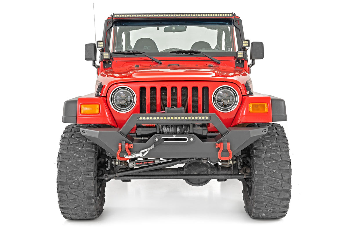 Headlights DRL Halo LED 7 Inch 97-06 Jeep Wrangler TJ 4WD Rough Country-1