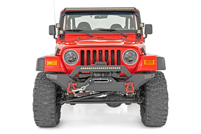 Headlights DRL Halo LED 7 Inch 97-06 Jeep Wrangler TJ 4WD Rough Country-1