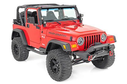 Headlights DRL Halo LED 7 Inch 97-06 Jeep Wrangler TJ 4WD Rough Country-3