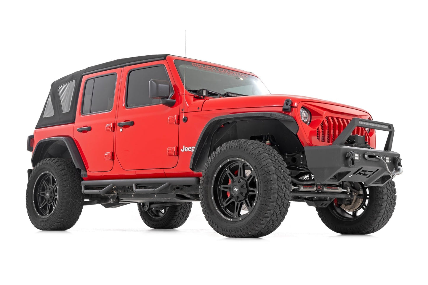 Nerf Steps Wheel to Wheel 4 Door Jeep Wrangler Unlimited 4WD (18-26) Rough Country-2