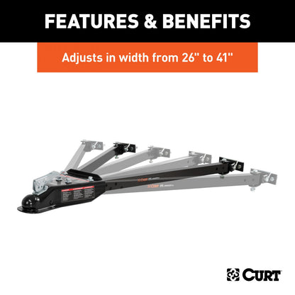 Curt Tow Bar with Adjustable-Width Arms Car Mount 2 Inch Ball 5000 lbs. Safety Cables and Coupler Lock Sold Separately) RockJock 4x4-2