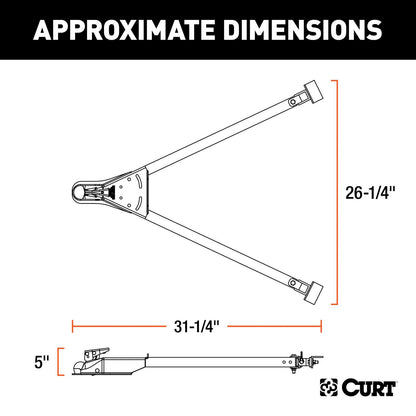 Curt Tow Bar with Adjustable-Width Arms Car Mount 2 Inch Ball 5000 lbs. Safety Cables and Coupler Lock Sold Separately) RockJock 4x4-3