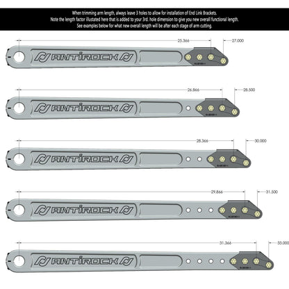 Antirock Aluminum Prerunner Arms 27 Inch-33 Inch Long C-C 35 Spline Incl. Hardware RockJock 4x4-1
