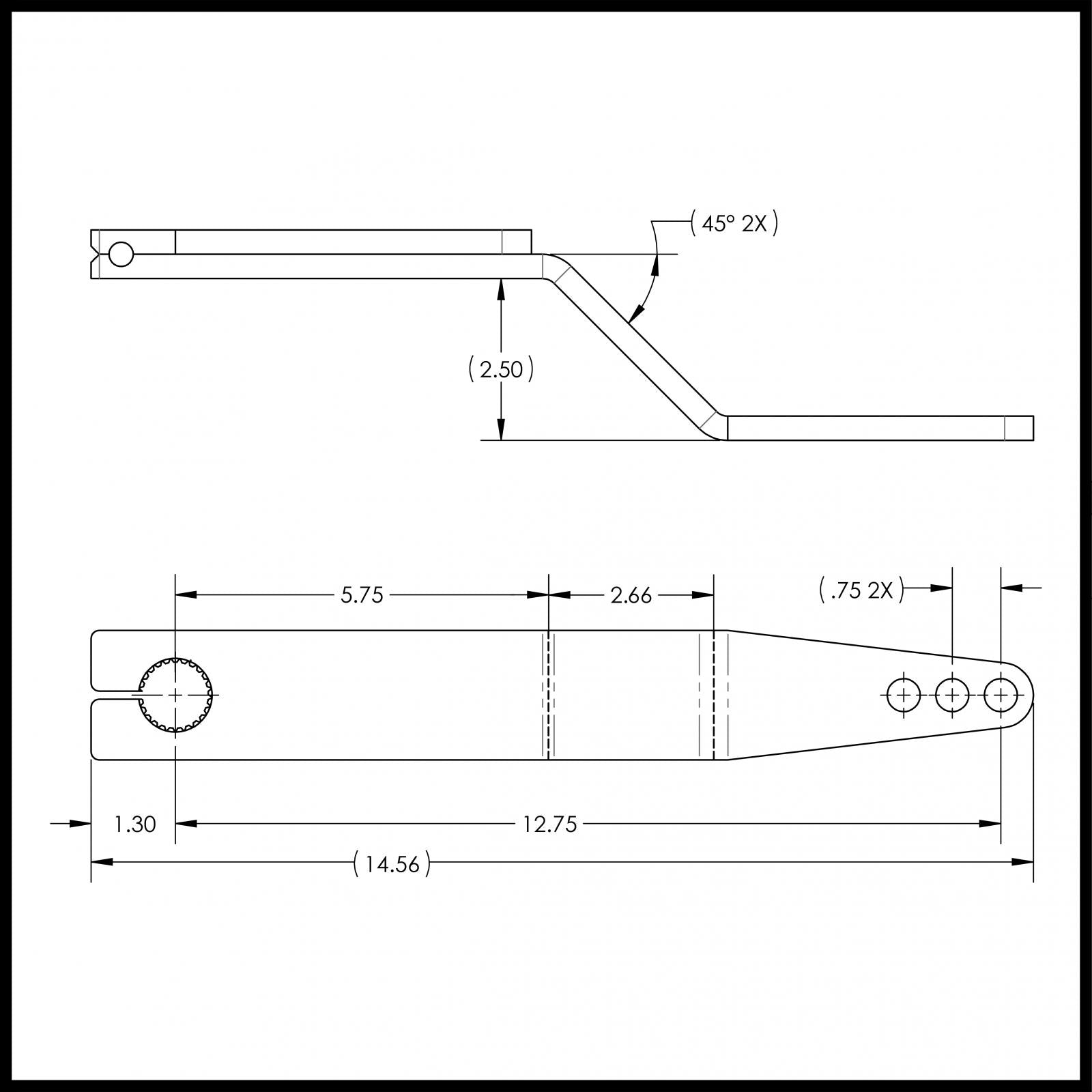 Antirock Fabricated Steel Sway Bar Arms, 15.2 in. Long, 2.5 in. Offset Bend, 3 Holes RockJock 4x4-1