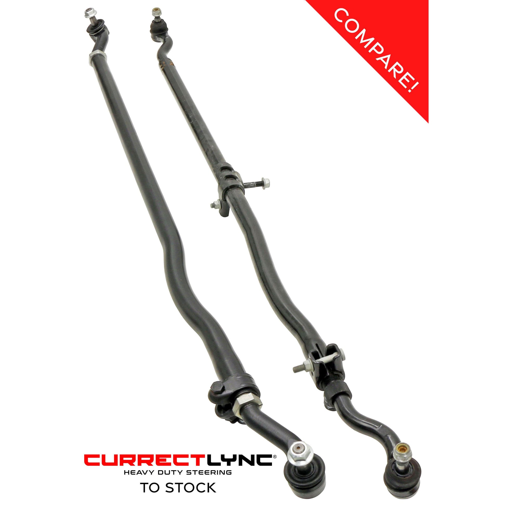 Currectlync Wrangler JK Tie Rod Bolts-On In High Steer Applications Only 1.65 Inch Dia. Tube Construction Forged Tie Rod Ends Incl. Jam Nuts And Adjusters RockJock 4x4-1