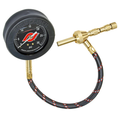 Elite Analog Tire Deflator 3 Inch Stainless Steel Liquid Filled Gauge Rubber Cover Zipper Case RockJock 4x4