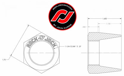 RockNut Kit (Nut and Bung) 1 1/4 Inch RH Thread RockJock 4x4-3