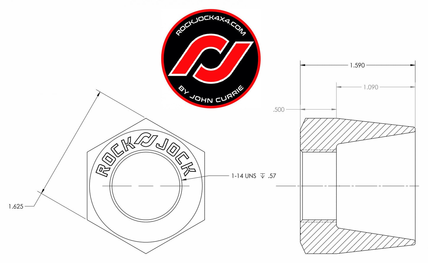 RockNut Kit (Nut and Bung) 1 Inch RH Thread RockJock 4x4-4