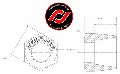 RockNut Kit (Nut and Bung) 1 Inch RH Thread RockJock 4x4-4