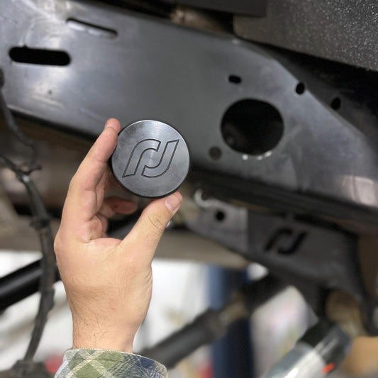 Frame Rail Plugs for JL/JT Frame Front behind axle centerline CNC Machined Black Delrin RockJock 4x4-1