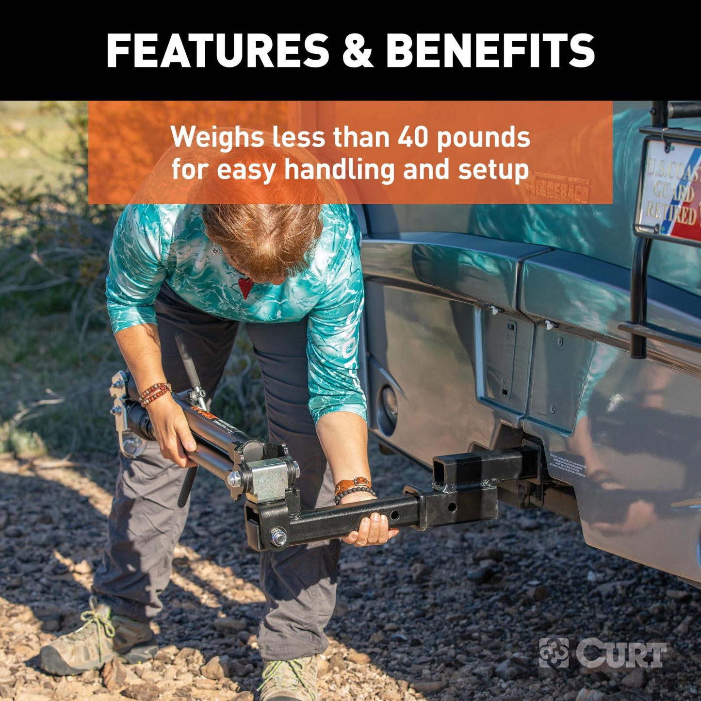 Curt Rambler Steel RV Tow Bar 7500 Lbs. 2 Inch Shank) Includes Tow Bar Safety Cables Hitch Pin and Clip RockJock 4x4-5