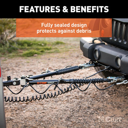 Curt Rambler Steel RV Tow Bar 7500 Lbs. 2 Inch Shank) Includes Tow Bar Safety Cables Hitch Pin and Clip RockJock 4x4-6