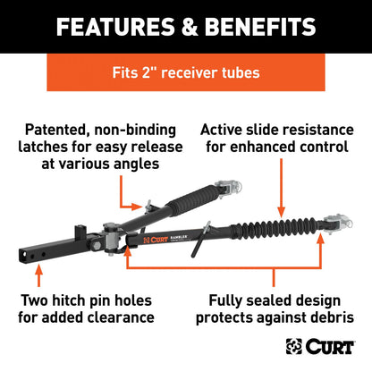 Curt Rambler Steel RV Tow Bar 7500 Lbs. 2 Inch Shank) Includes Tow Bar Safety Cables Hitch Pin and Clip RockJock 4x4-1