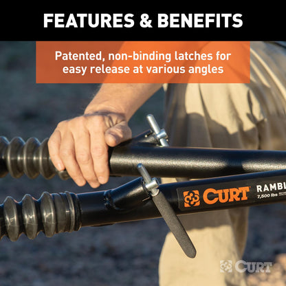 Curt Rambler Steel RV Tow Bar 7500 Lbs. 2 Inch Shank) Includes Tow Bar Safety Cables Hitch Pin and Clip RockJock 4x4-3
