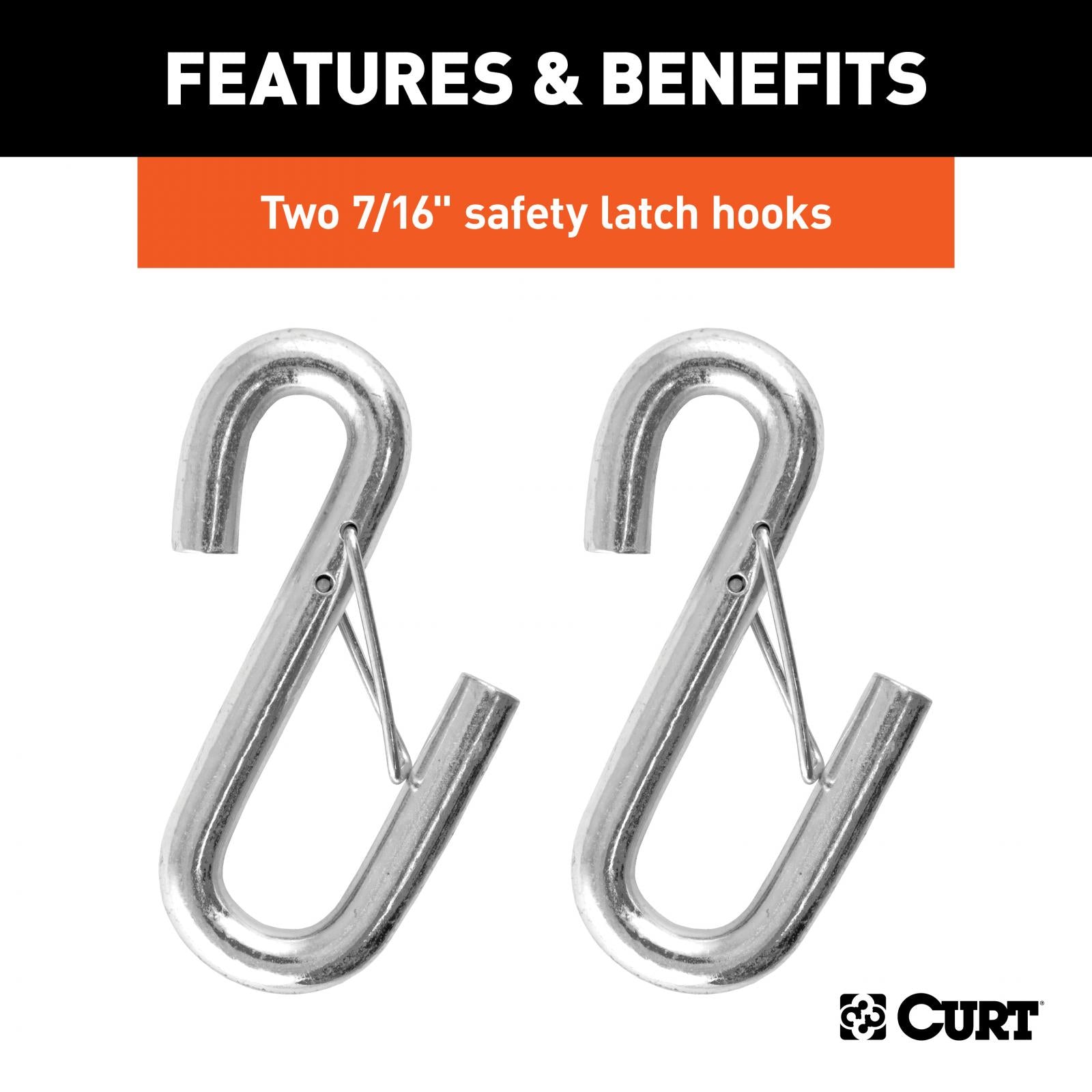 Curt Towing Safety Cable Kit (44 1/2 Inch Long w/ 2 Snap Hooks 5000 lbs. 2-Pack) RockJock 4x4-4