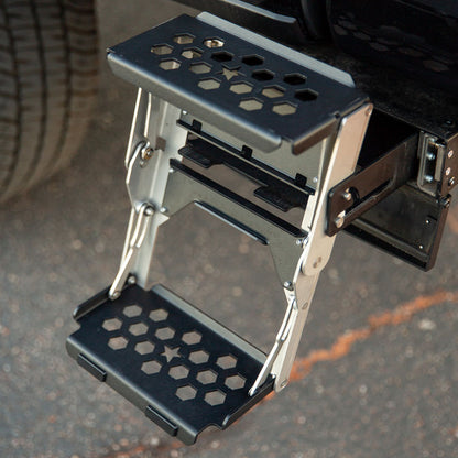 R-STEP 9 Inch Wide For 2017-2022 Ford Super Duty Bed Step Attachment Brackets Drivers Side Behind Rear Tire Rock Slide Engineering-1