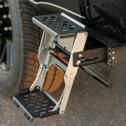 R-STEP 9 Inch Wide For 2017-2022 Ford Super Duty Bed Step Attachment Brackets Drivers Side Behind Rear Tire Rock Slide Engineering-2