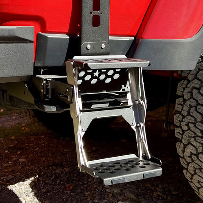 R-STEP 9 Inch Wide For 2020-2023 Jeep Gladiator Bed Step Attachment Brackets Passenger Side Behind Rear GAS MOTOR Tire Rock Slide Engineering-2