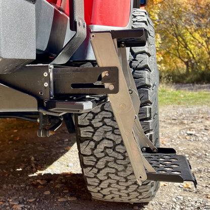 R-STEP 9 Inch Wide For 2020-2023 Jeep Gladiator Bed Step Attachment Brackets Passenger Side Behind Rear GAS MOTOR Tire Rock Slide Engineering-3