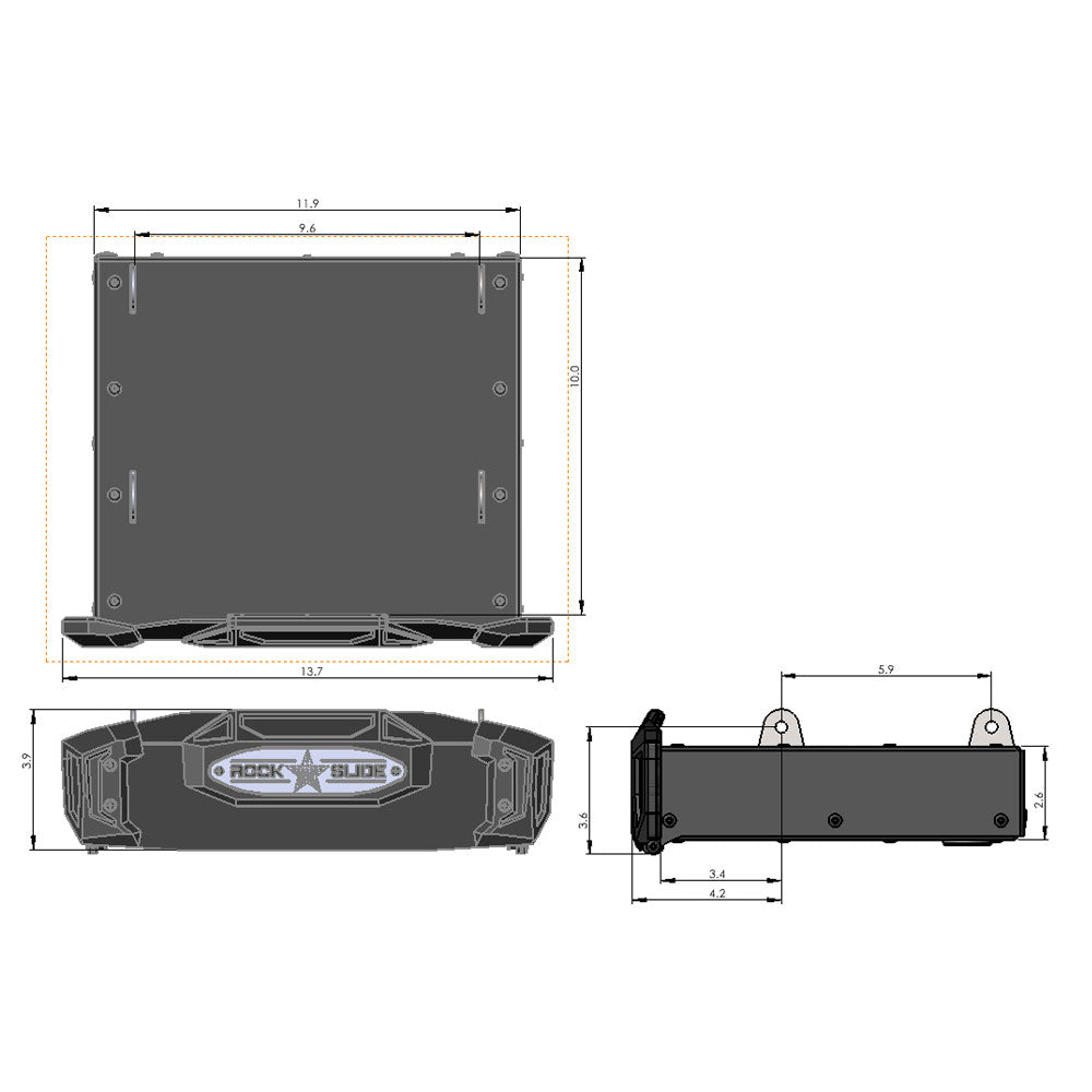 Rock Slide Engineering R-STEP 9 Inch Wide For 2020-2023 Jeep Gladiator Bed Step Attachment Brackets Driver Side Behind Rear Tire DIESEL MOTOR Rock Slide Engineering