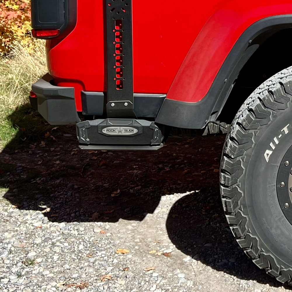 Rock Slide Engineering R-STEP 9 Inch Wide For 2020-2023 Jeep Gladiator Bed Step Attachment Brackets Driver Side Behind Rear Tire DIESEL MOTOR Rock Slide Engineering