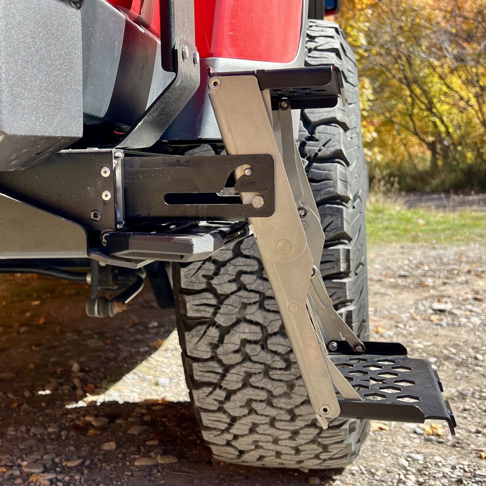Rock Slide Engineering R-STEP 9 Inch Wide For 2020-2023 Jeep Gladiator Bed Step Attachment Brackets Driver Side Behind Rear Tire DIESEL MOTOR Rock Slide Engineering