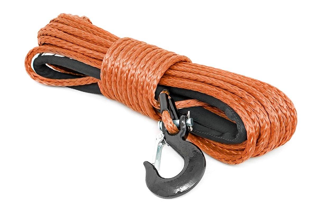 Synthetic Rope 85 Feet Rated Up to 16,000 Lbs 3/8 Inch Includes Clevis Hook and Protective Sleeve Rough Country